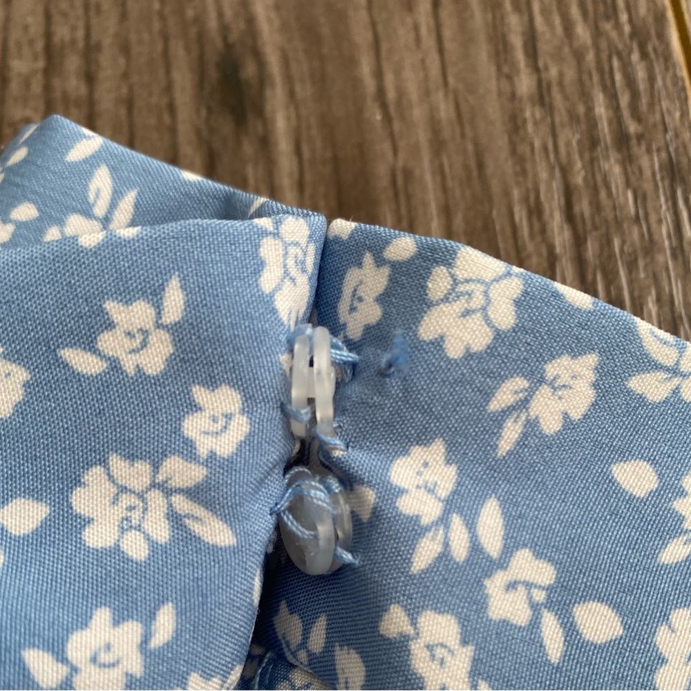Pretty blue with white Floral Wrap mini Skirt with ties frills and ruffles - Picture 6 of 6